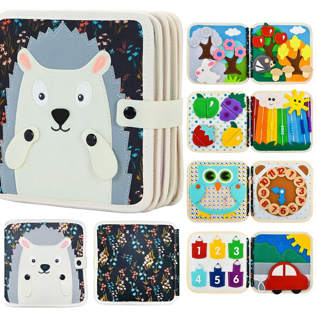 Livro de Atividades em Feltro Sensorial Montessori Brinquedo Tabuleiro Educativo Busy Board