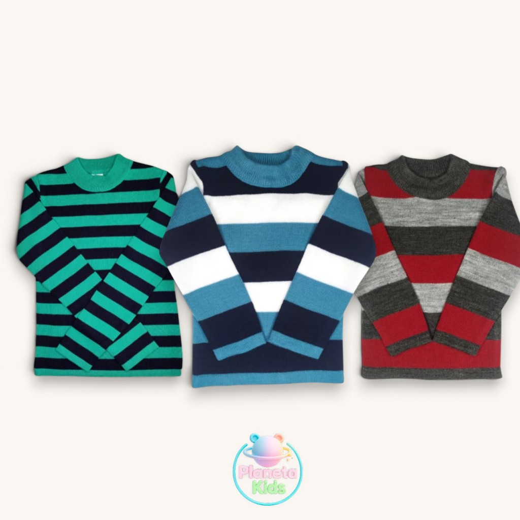 Blusa de Tricot Lã Infantil Juvenil Menino Inverno