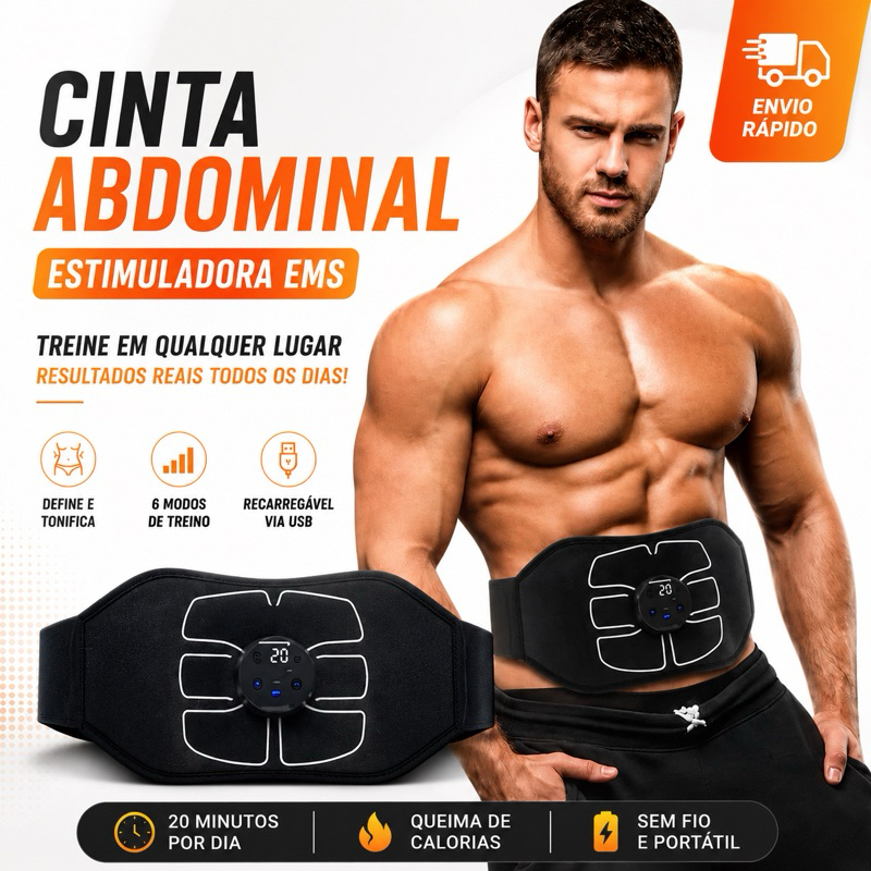 Cinta Abdominal Ems Estimulador Unisex Muscular Recarregável