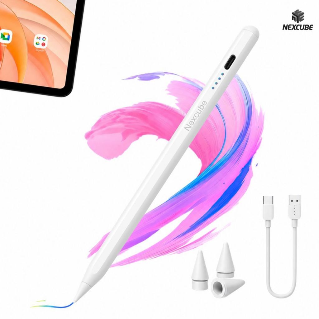 Caneta Pencil Para iPad 11 A16 2026 Palm Rejection Alta Precisam 1mm Cor Branco