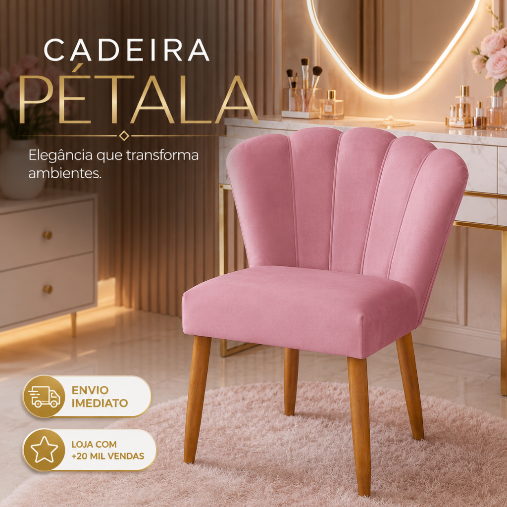 Envio Imediato - Cadeira Pétala Decorativa Pés Palito Veludo Premium