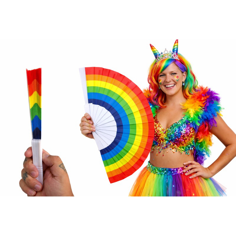 Leque Arco Íris Colorido Lgbt Festa Carnaval Barulho Luxo