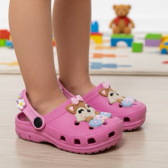 Sandália Infantil Menina Crock Estampa Raposinha Leve e Macia