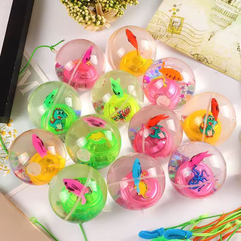 Bola Pula Pula LED com Luz Glitter Brinquedo Infantil Elástico Flash Ball Bola Saltitante com Cordão 55mm