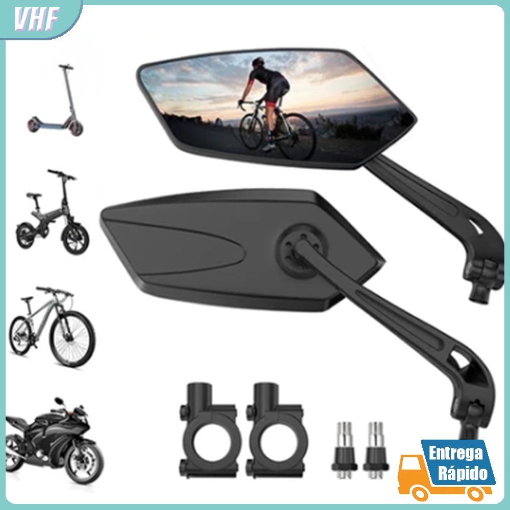 Kit 2 Retrovisores Universal - Ajuste 360° Grande Visão para Bicicleta e Moto