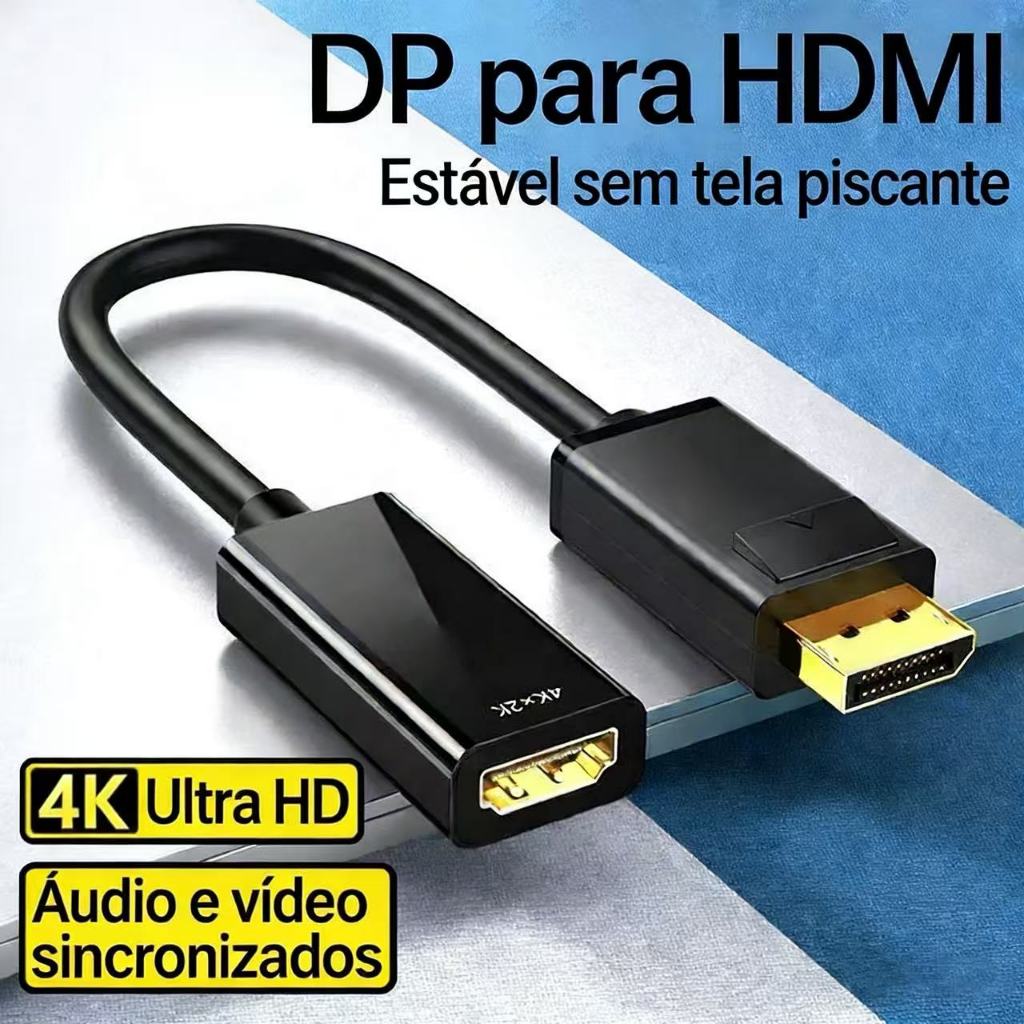 Adaptador DP Para HDMI 4K  DisplayPort Macho Fêmea Conversor PC Laptop