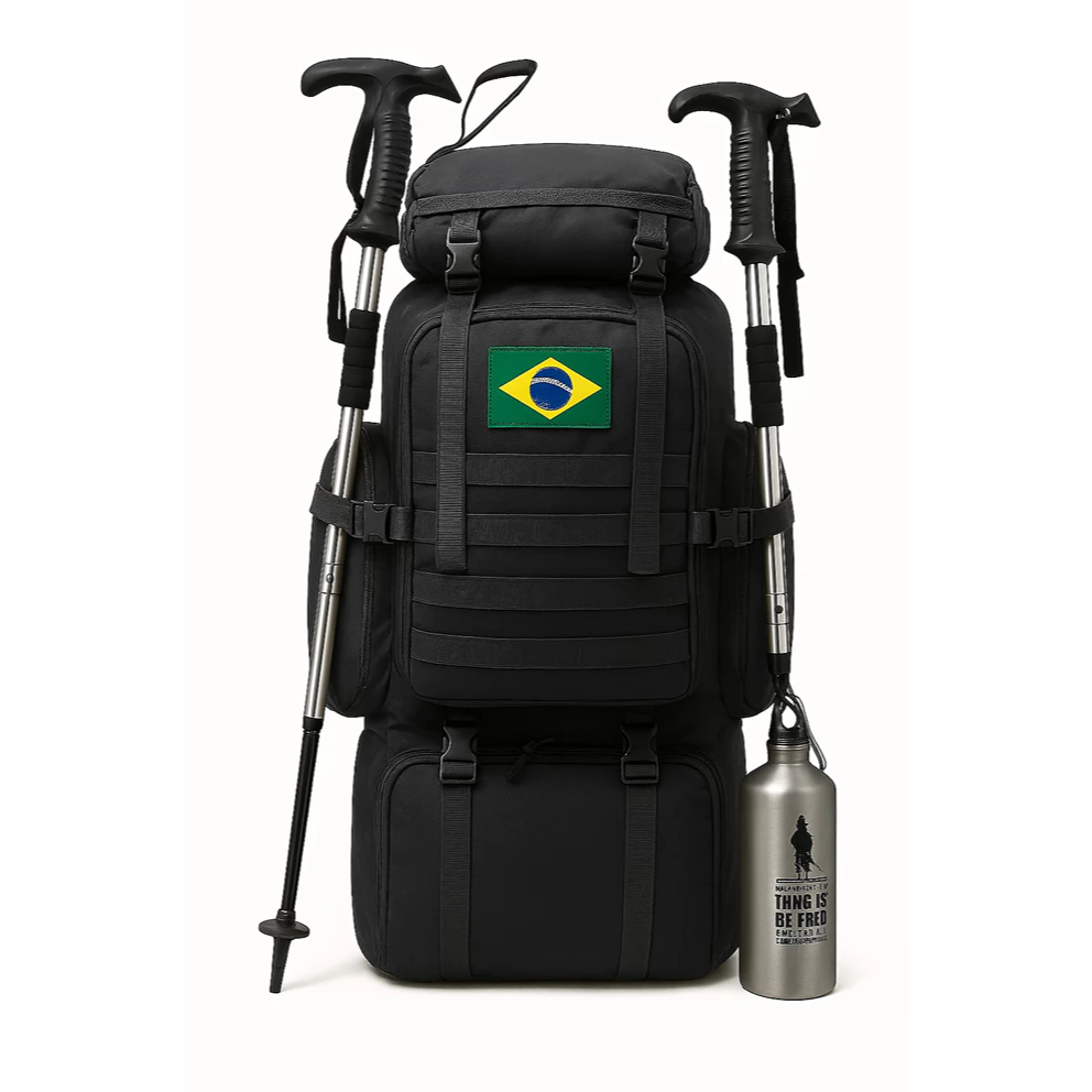 Mochila Tática 70L Grande Capacidade para Camping Caminhada Viagem Impermeável