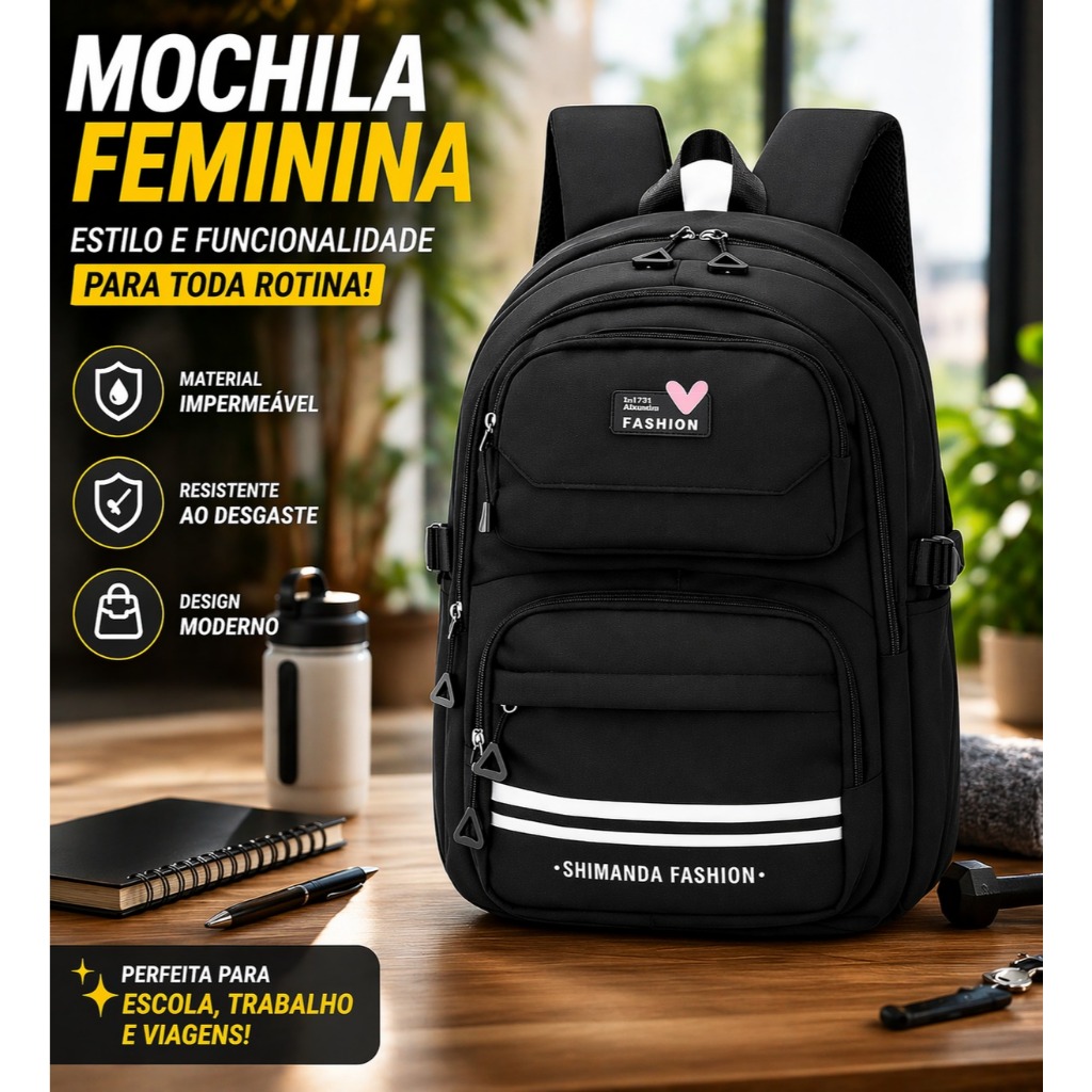 Mochila Bolsa Media Feminina Escolar-Trabalho-Viagem 6018