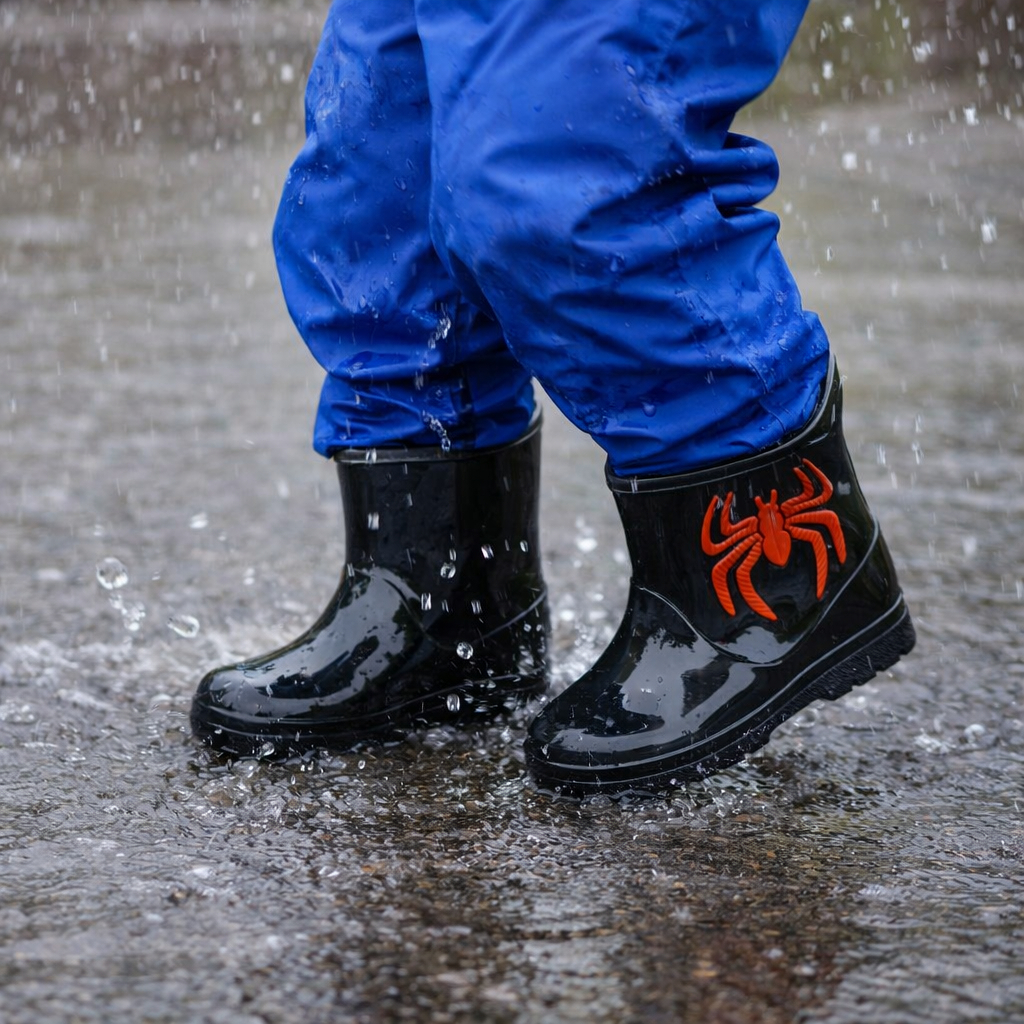 Galocha Infantil Menino Bota Chuva Cano Curto Personagem Dino Impermeável Confortável Escola Inverno