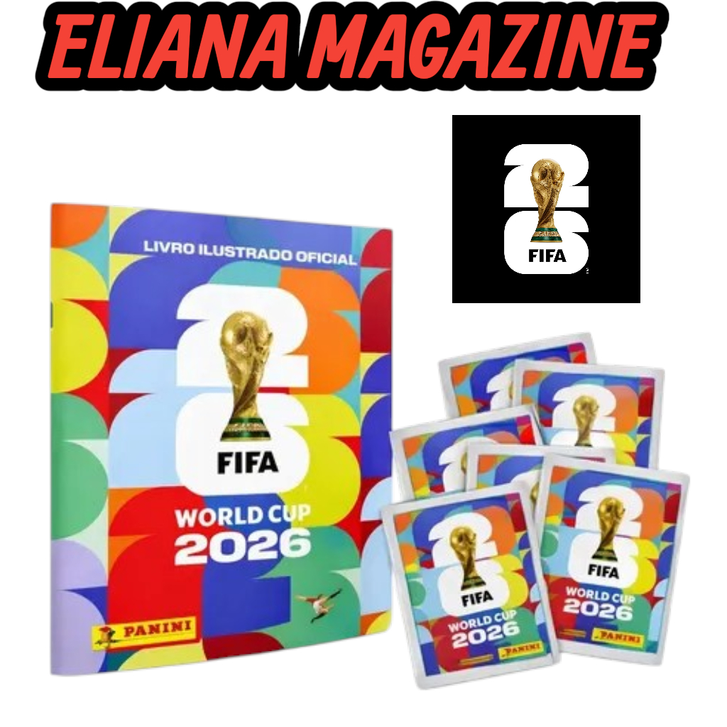 Copa do Mundo da FIFA 2026™ 2026 Álbum Brochura FIFA WORLD CUP 2026™ + 6 PACOTES DE FIGURINHA CUP 2026