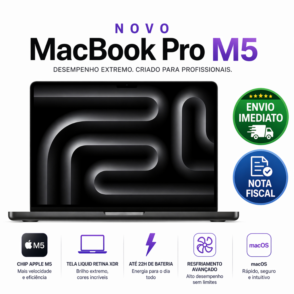 Apple MacBook Pro 14" Processador M5 16GB RAM 512GB ou 1TB SSD Novo Lacrado Garantia nova linha 2026
