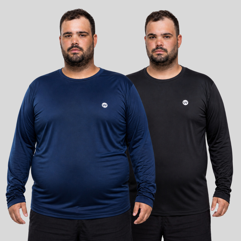 Kit 2 Camisa de Proteção Solar UV50 Plus Size Térmica Academia Corrida Pesca Trabalho G1 ao G5