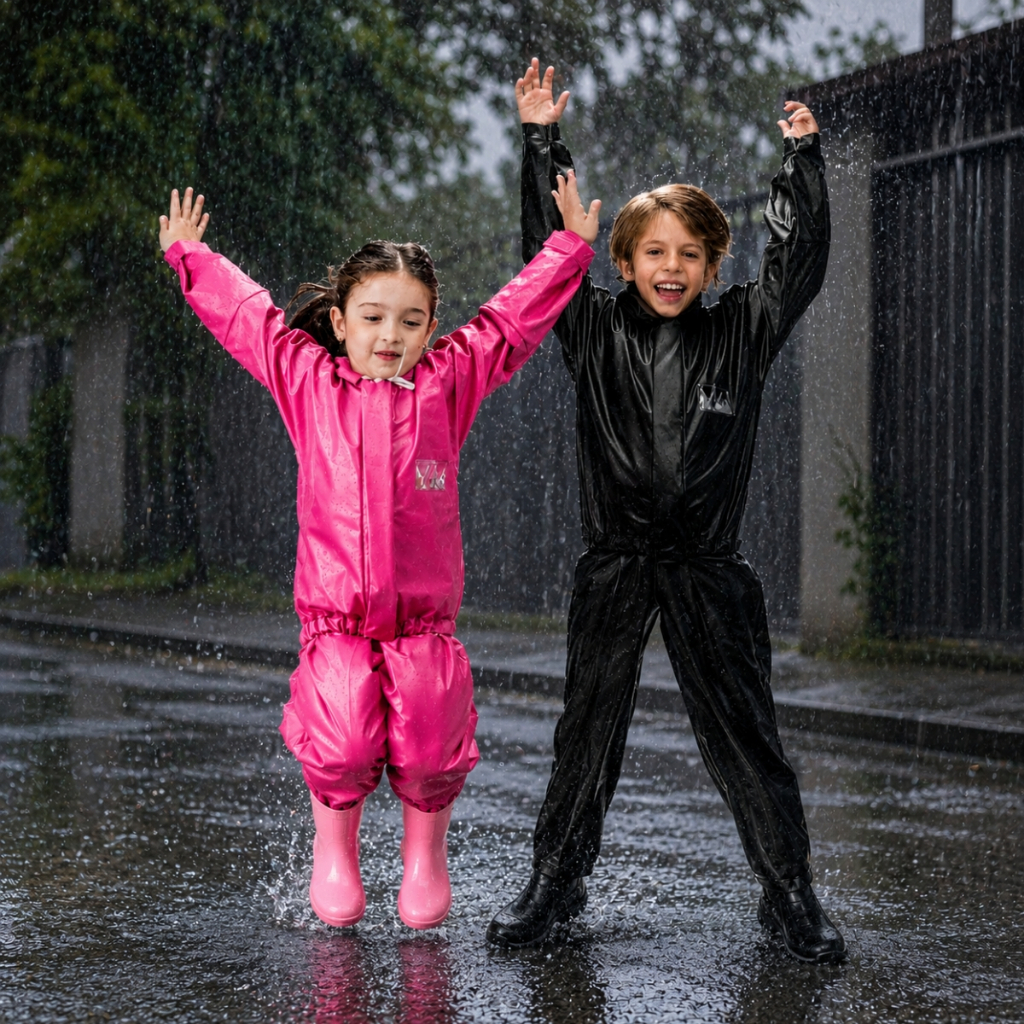 Capa De Chuva Conjunto Infantil Pvc Pantaneiro Menino Menina Reforçada com Capuz