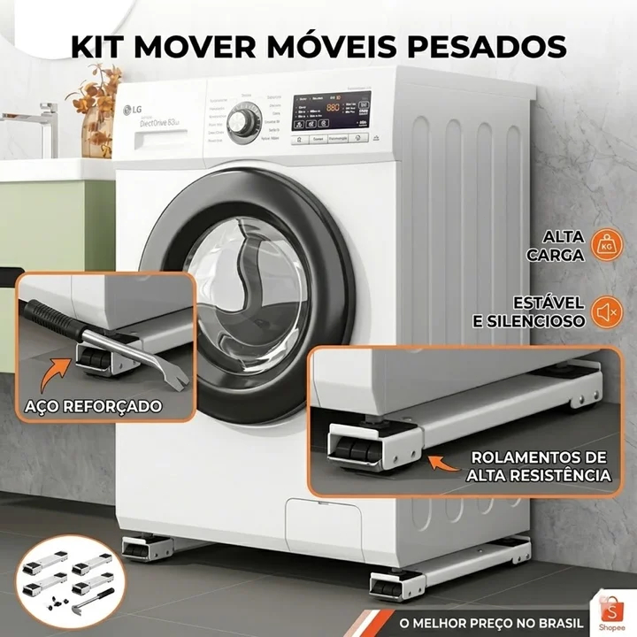Suporte Universal de Alumínio De Base Com Rodinha Para Geladeira Fogão E Máquina De Lavar Lousa