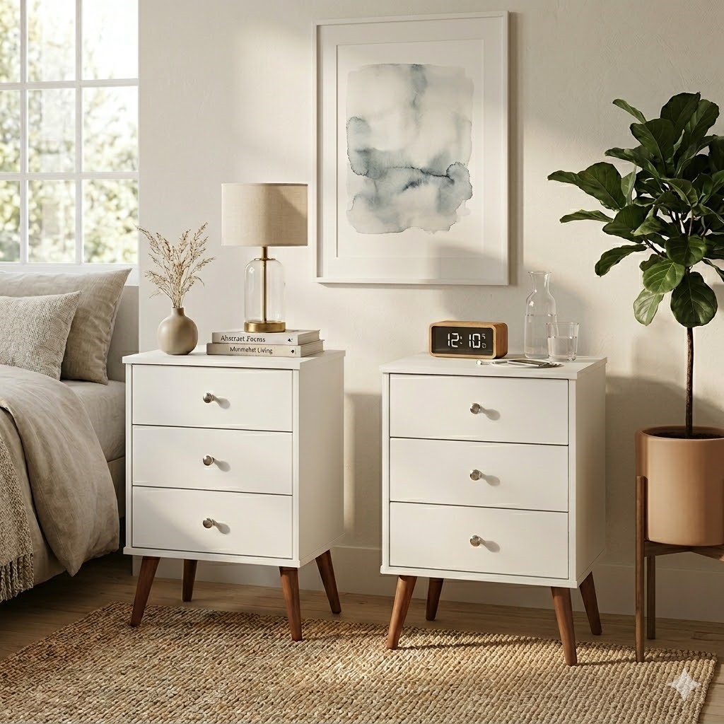 O MAIS VENDIDO Jogo 2 Mesas Cabeceira Mesinhas Quarto  Decoração Moderna Lateral Cama Organizadora MIX