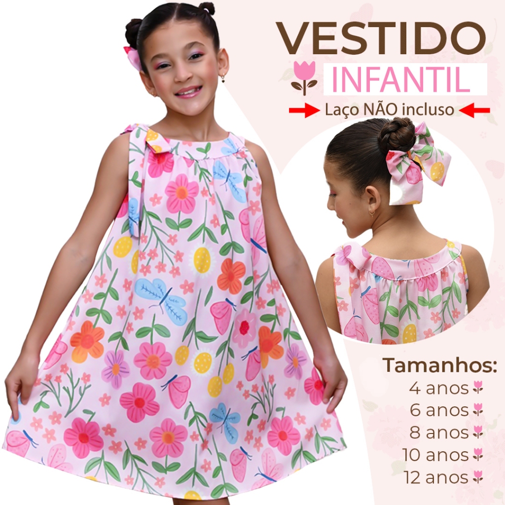 Vestido Infantil Menina Luxo Estampado Junino Xadrez Bloguerinha Jardim Colorido Festa Lançamento Envio Rápido 4 a 12