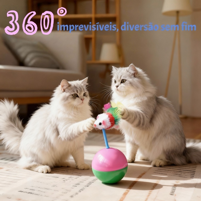 Brinquedo Gatos João Bobo Gatos  Rato Bolinha com Penas Bola Ratinho-Pronta entrega