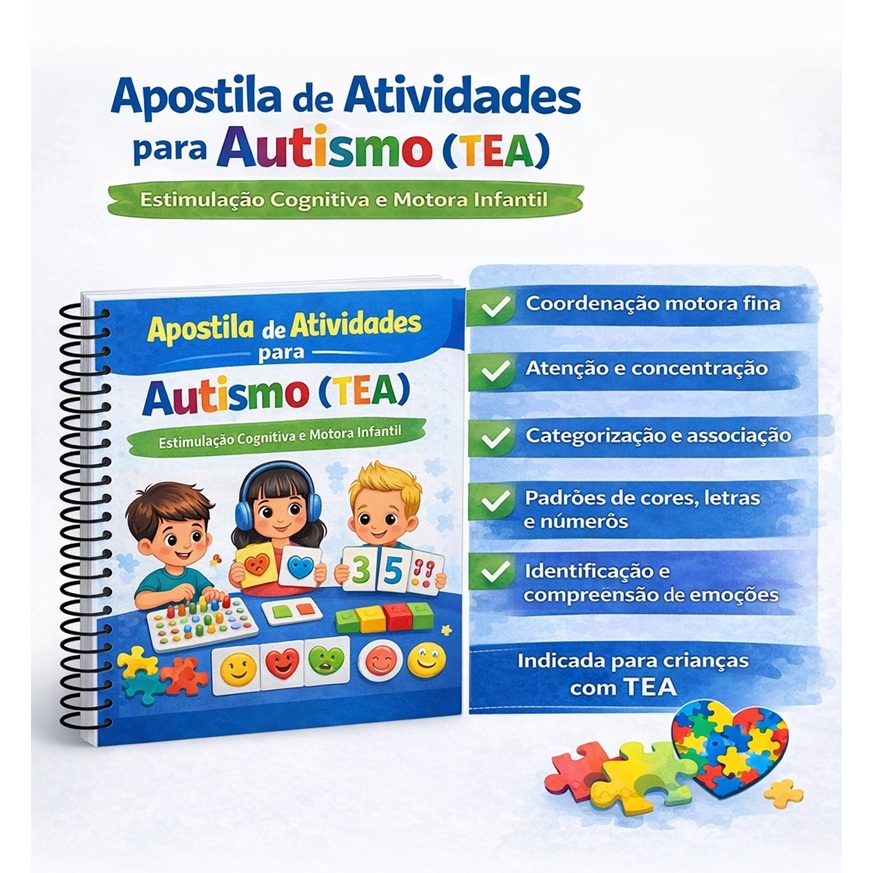 Apostila de Atividades para Autismo (TEA) – Estimulação Cognitiva e Motora Infantil