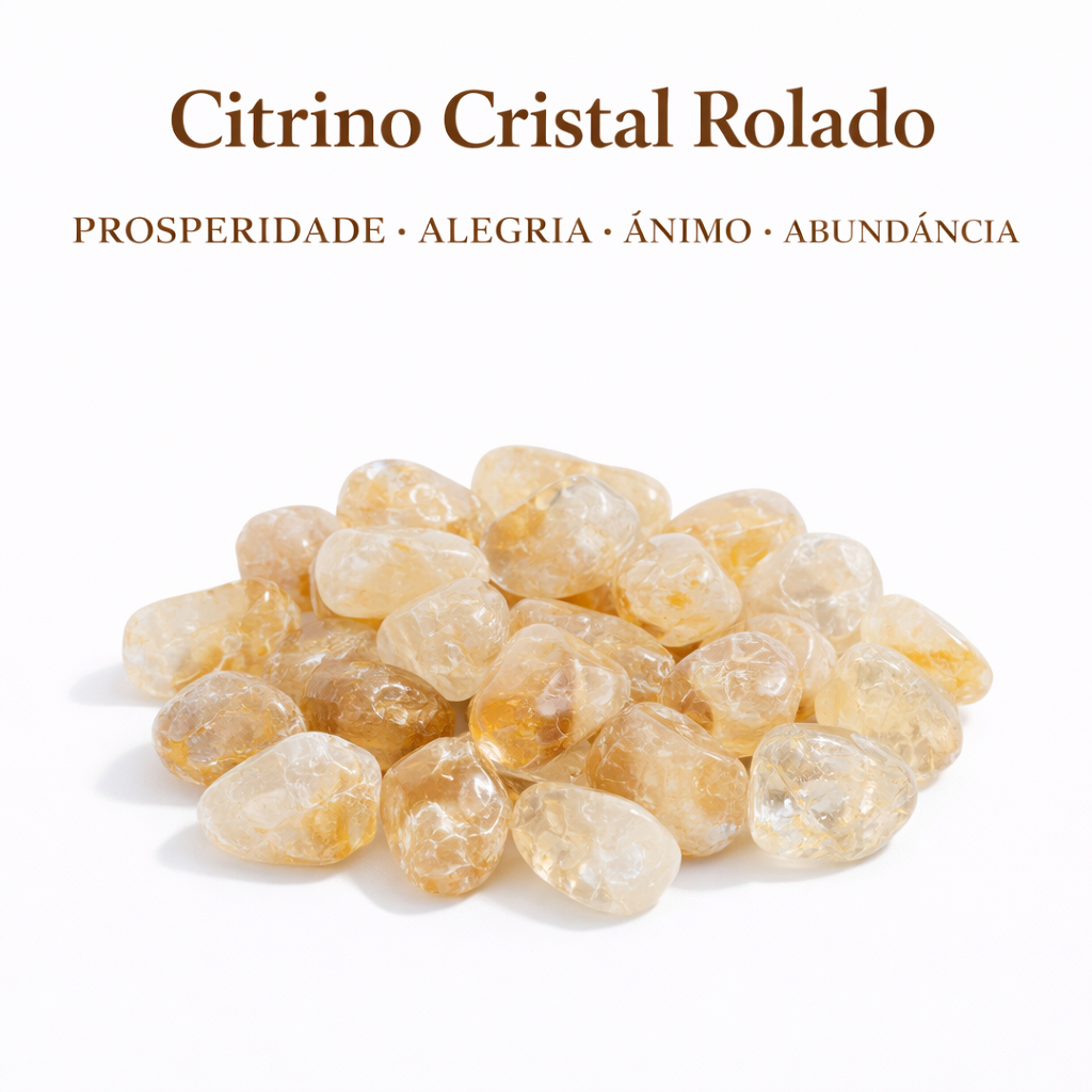 Citrino Cristal Rolado Pedra Natural para Prosperidade Alegria Ânimo Abundância Energia Positiva Envio Rápido