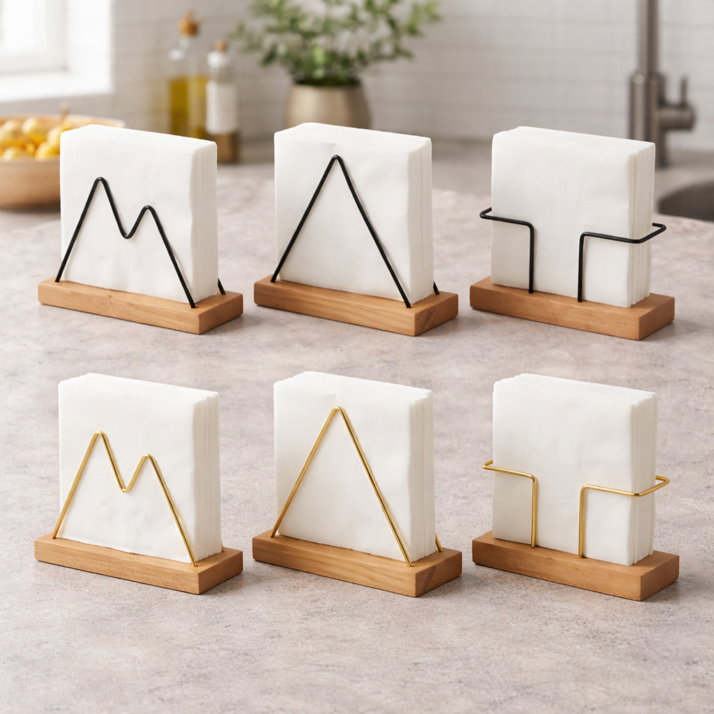 Porta Guardanapo Madeira Aço Dourado Preto Fosco Grande MDF para Mesa Cozinha Suporte ENVIO IMEDIATO