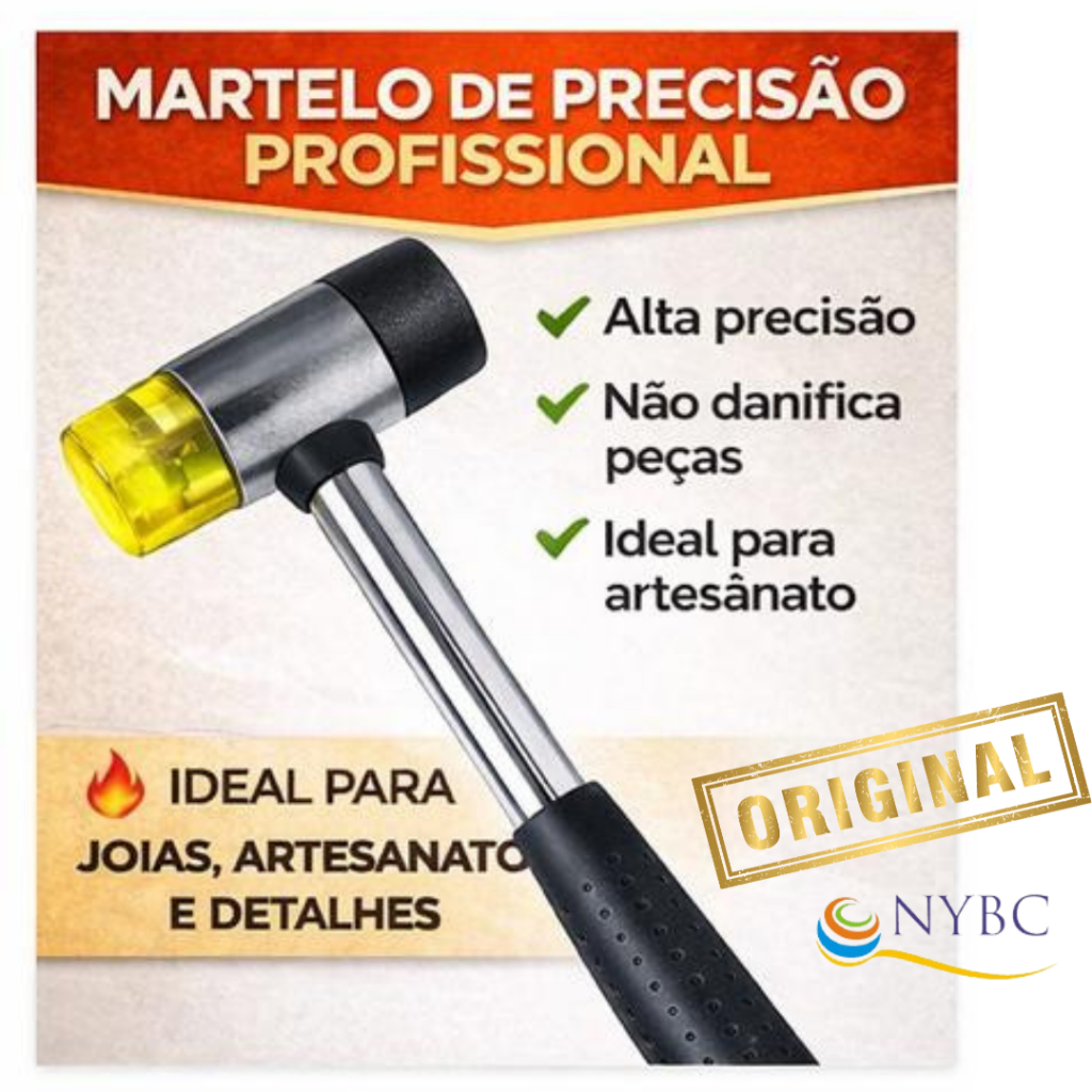 Martelo Precisão Ponta Dupla Emborrachado para Artesanato
