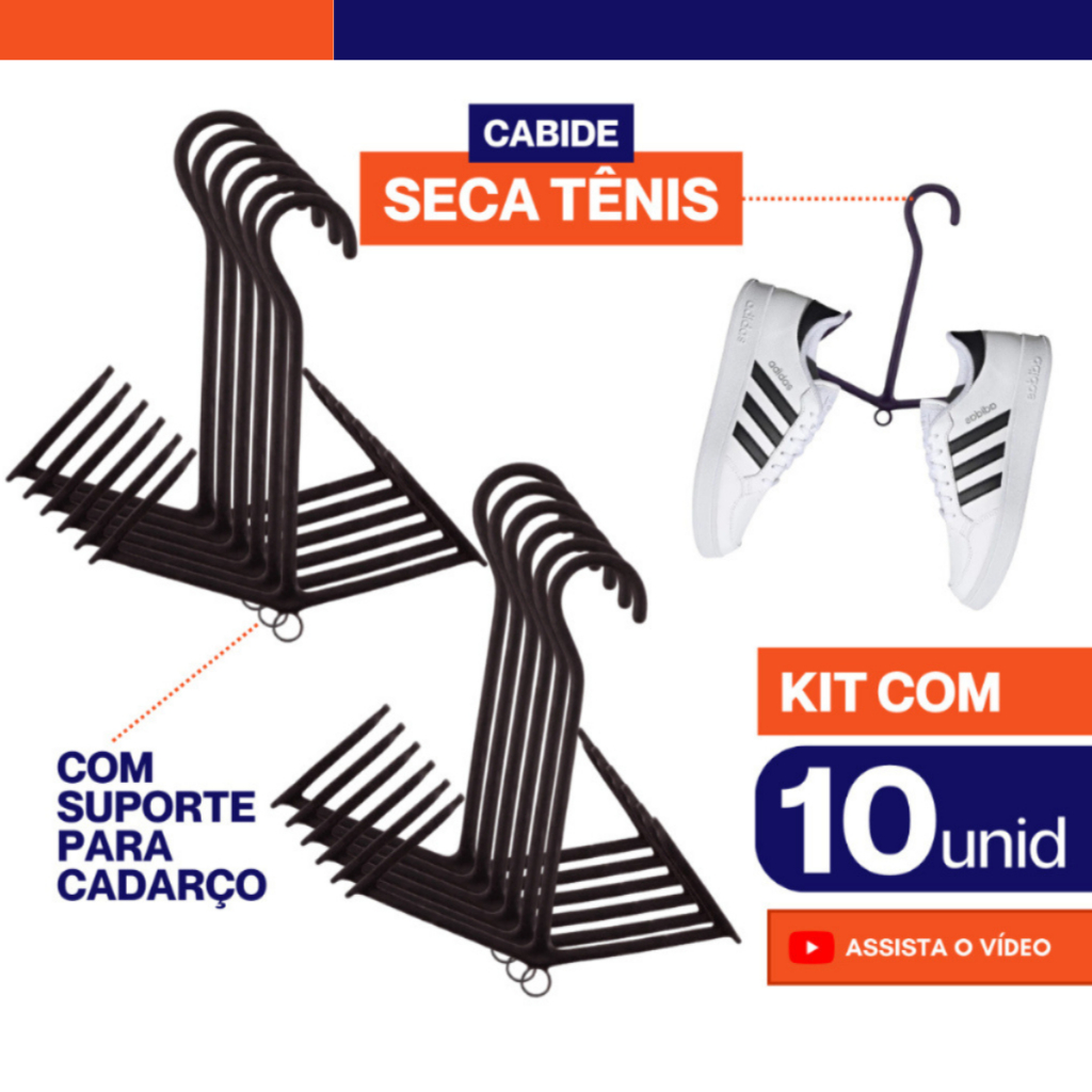 Kit 10 Unidades Varal Seca Tênis Sapato Sapatilha Cabide para Calçados