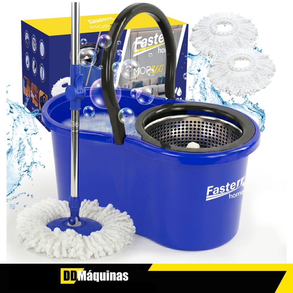 Balde Mop 360º Com Esfregão Giratório Inox FST012 - FASTERR