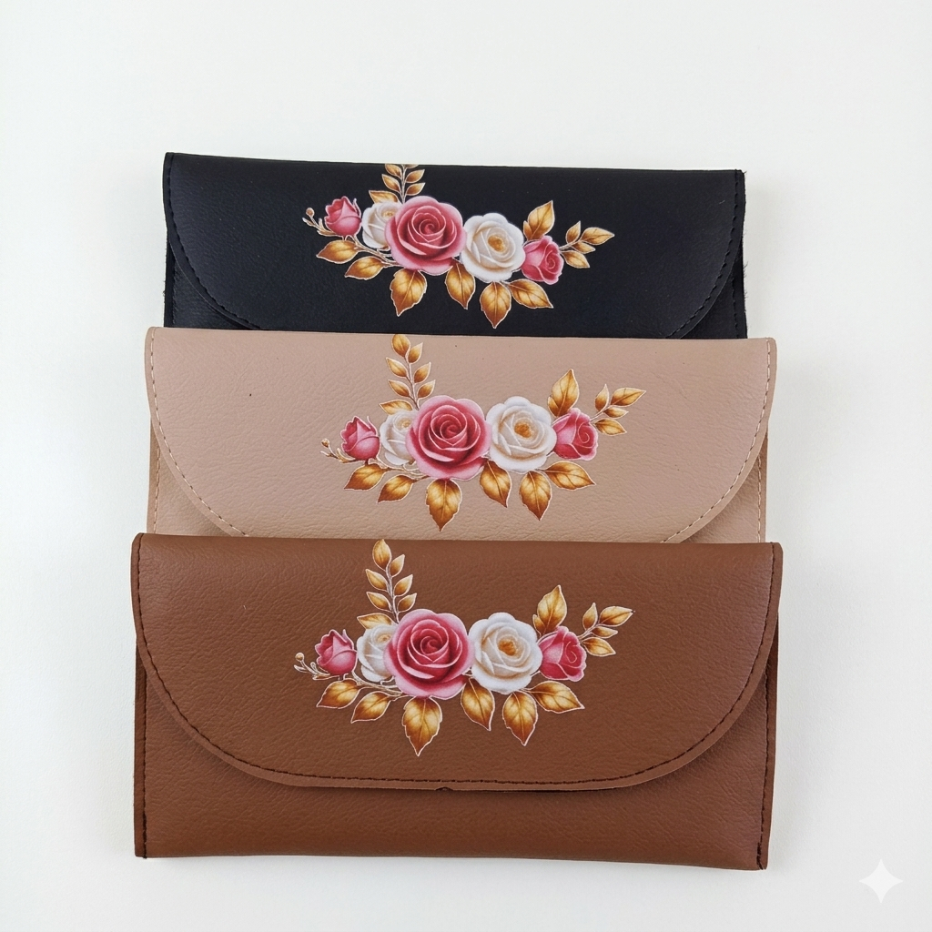 Kit 3 Carteiras Femininas Porta Celular De Mão Estampa Floral Luxo