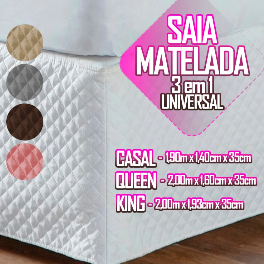 Saia 3 Em 1 Com Regulagem Ajustável Cabeceira Cama Box Colchobox Matelada Casal / Queen / King