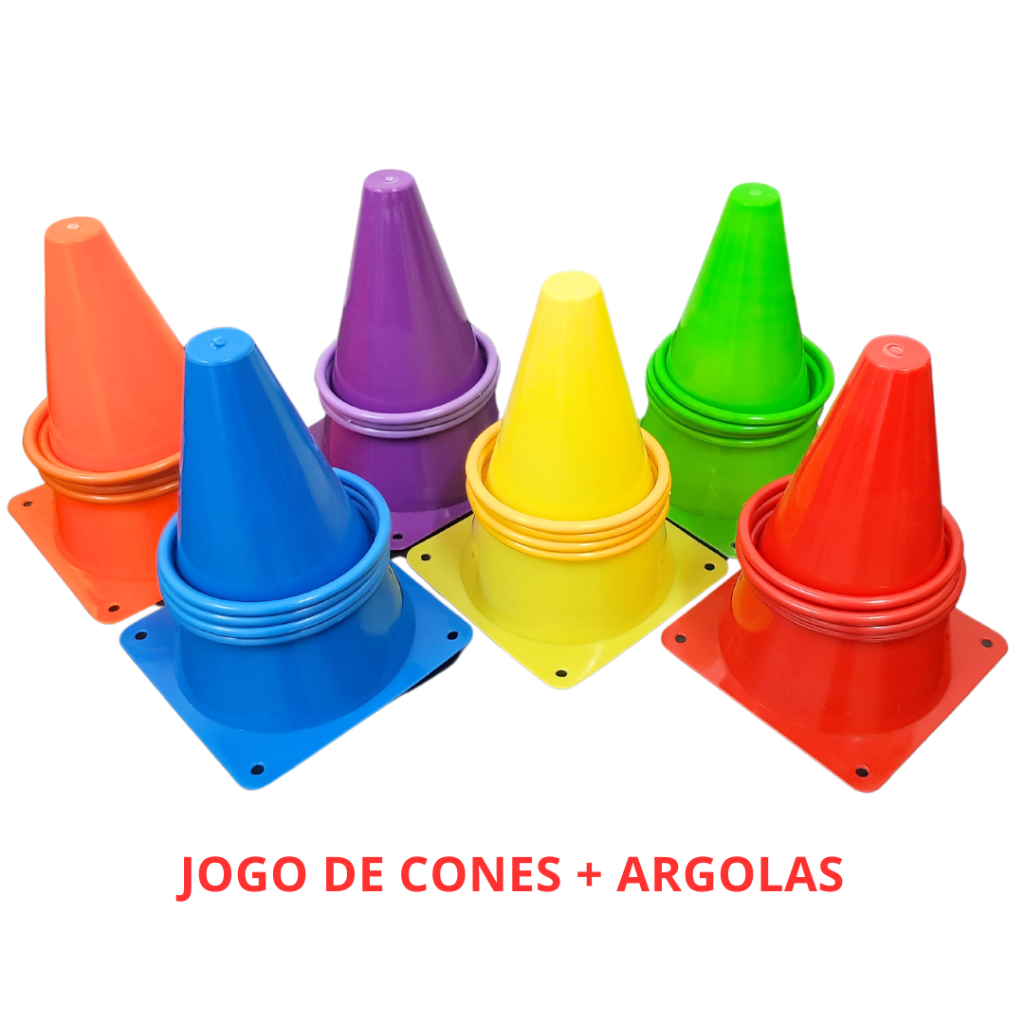 Cones + Argolas Coloridas Jogo Funcional Sensorial Coordenação Motora