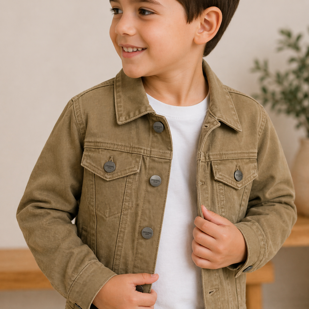 Jaqueta Jeans Infantil Unissex 1 ao 16 Anos com Elastano Confortável Moderna Resistente Premium