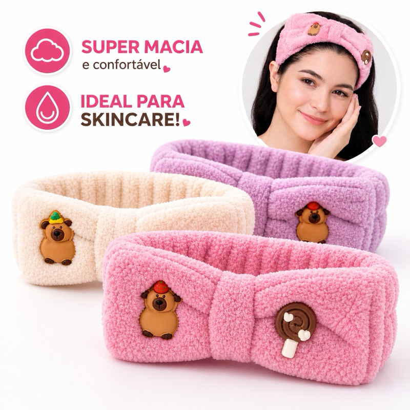 Faixa de Cabelo Plush para Skincare e Maquiagem | Tiara Spa Facial Macia para Lavar o Rosto