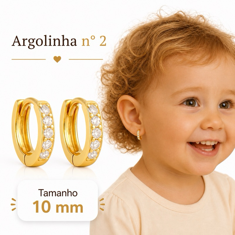 Brinco Infantil Argolinha Click Antialérgico Banhado A Ouro 18k Com Garantia