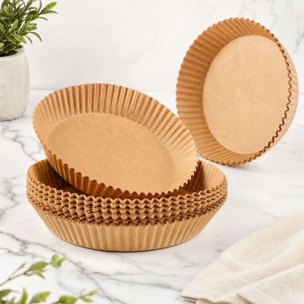 Papel Descartável Air Fryer Antiaderente Para Cozimento 50 Unidades