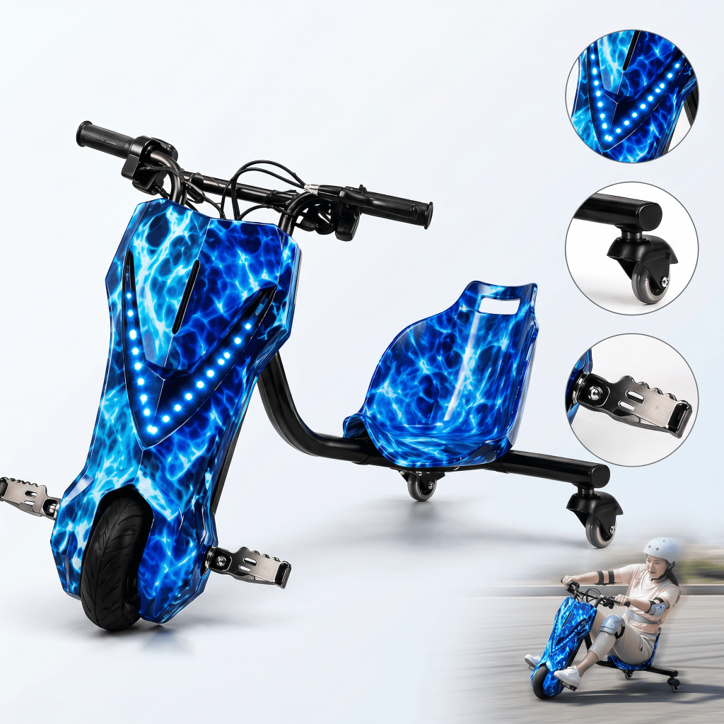 Triciclo Drift Elétrico Infantil 350w Com Led Suporta 100kg