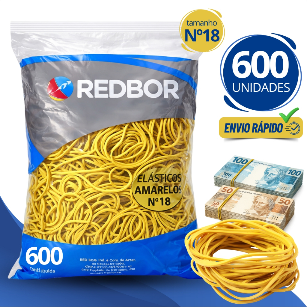 600 Elásticos De Borracha Pacote Nº18 Liga Liguinha Gominha Elástica P/ Dinheiro Comércio