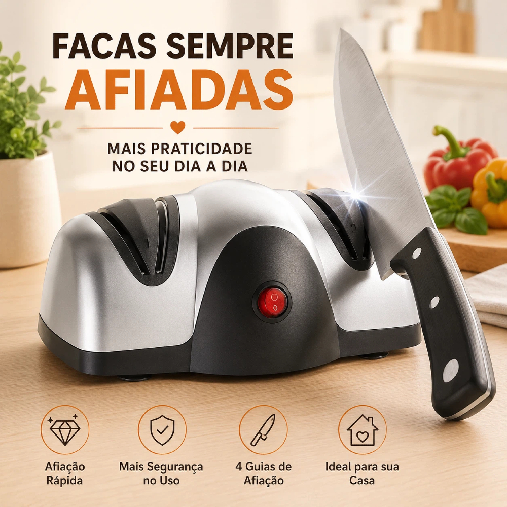 Afiador Elétrico 110V - Para Facas, Tesouras e Facão de Churrasco | Rápido e Prático