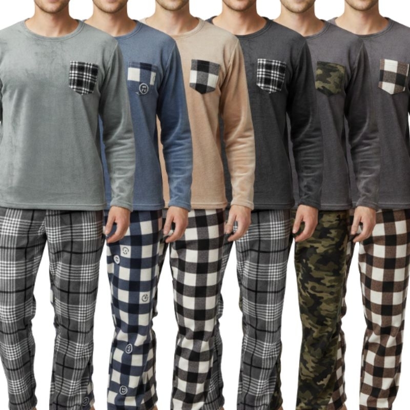 Pijama Masculino Inverno Peluciado Super Macio Conjunto Quentinho