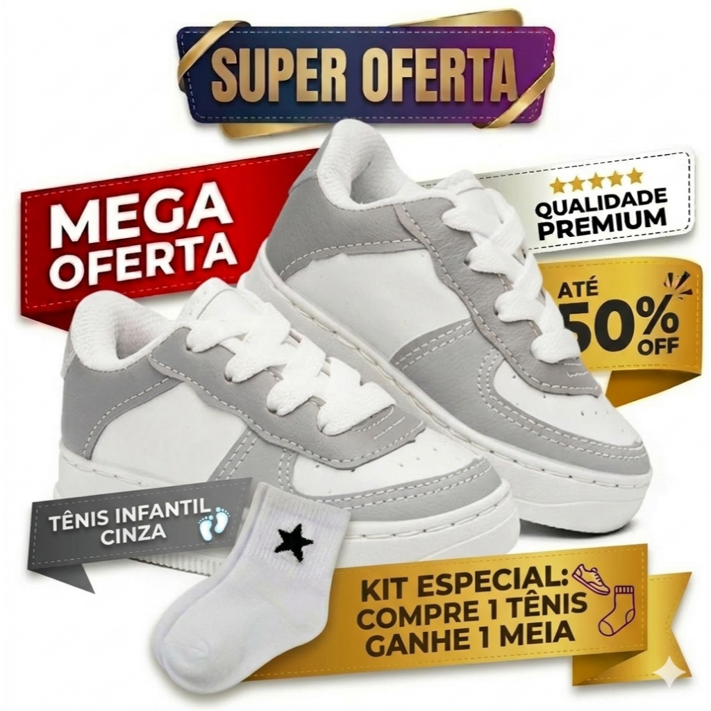 Tênis infantil masculino e  Feminino Casual Leve e Confortável Dia a Dia  escolar  +  meia de brinde