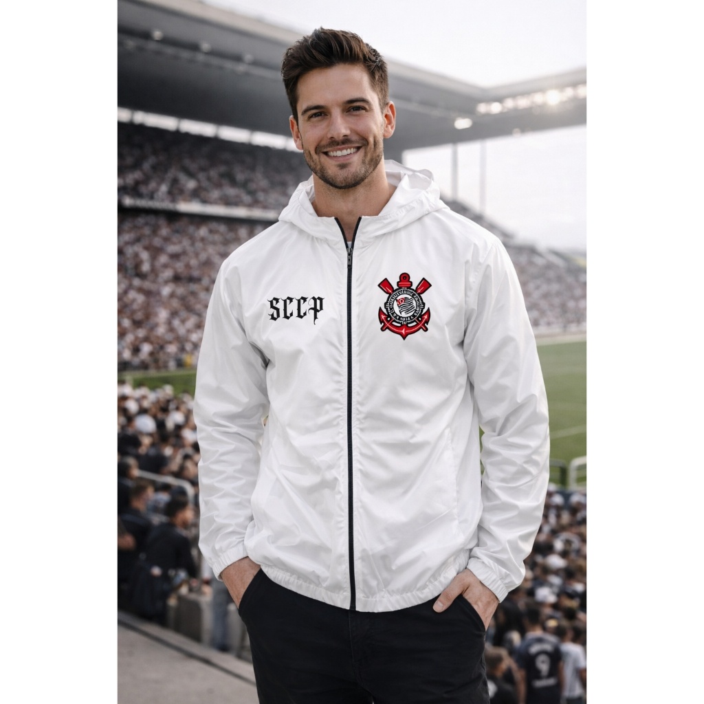 Jaqueta Corta Vento Corinthians Unissex Com Capuz Promoção Times futebol Casaco Masculino Feminino Timão