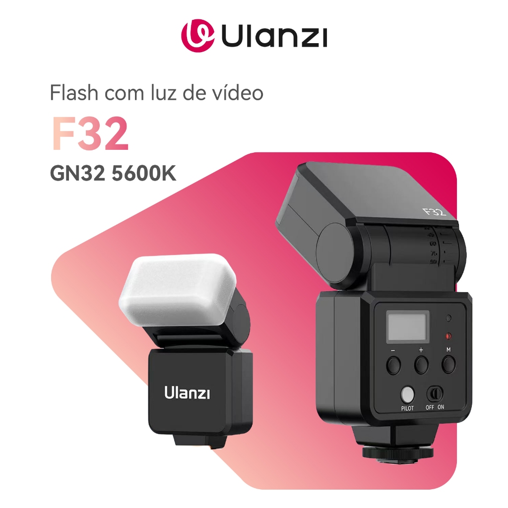 ULANZI F32 Flash com luz de vídeo GN32 5600K lanterna para câmeras digitais