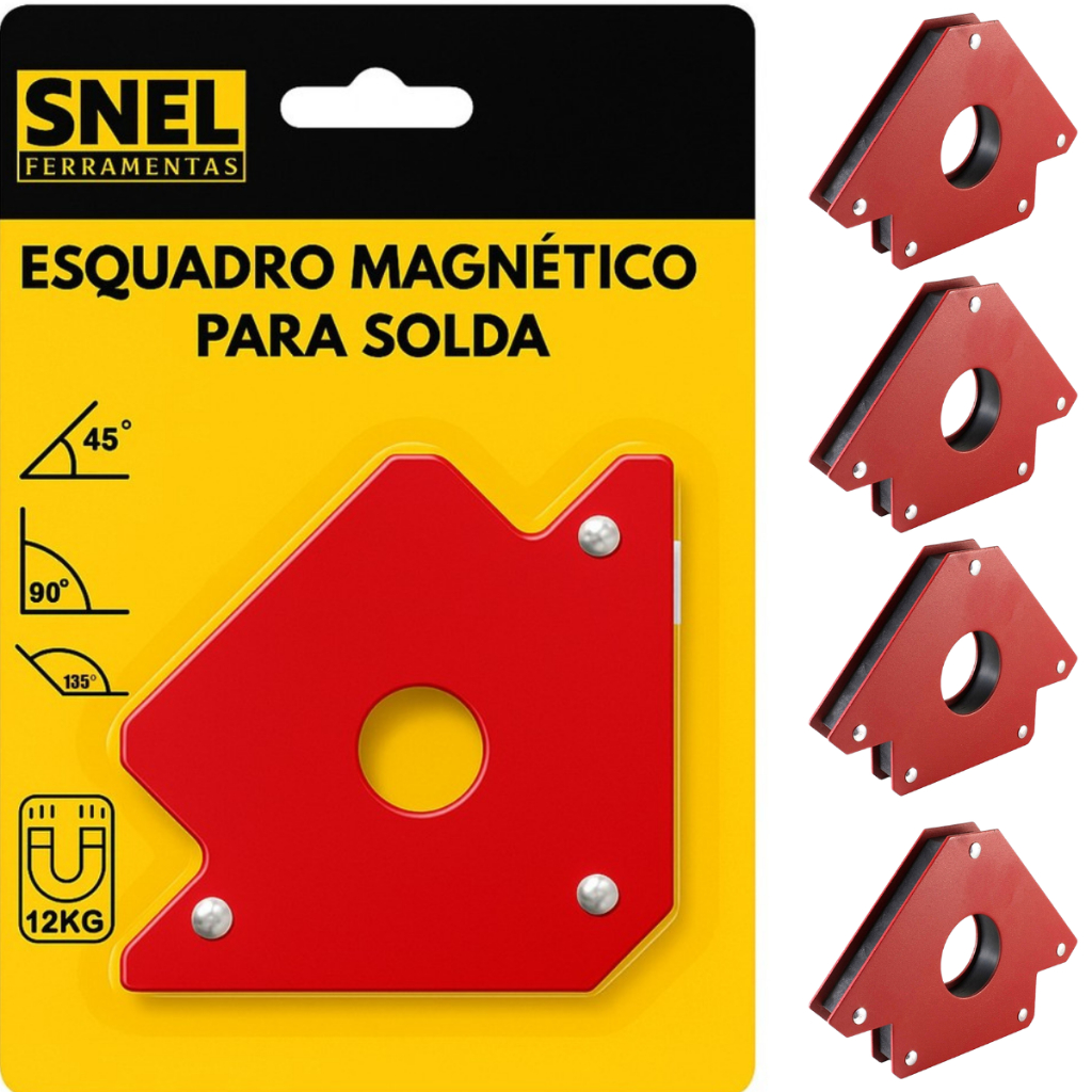 Esquadro Magnético 12kg C Imã Solda P Serralheiro Ângulo 45° 90° 135° Profissional Ferramentas