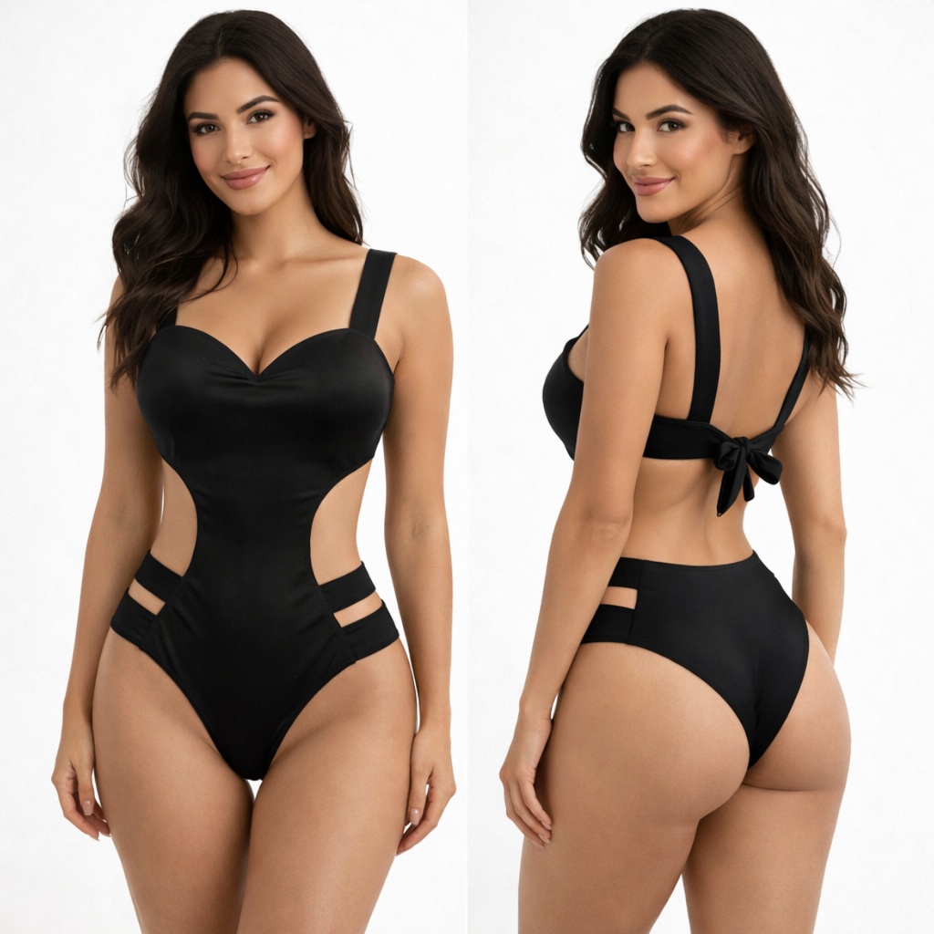 Maiô Feminino com Elástico Alça Larga Efeito Chapa Barriga Moda Praia Verão