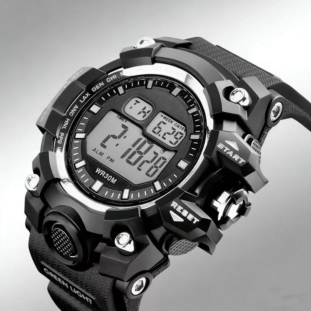 Esportes de lazer masculinos cronometro conduzido relógio eletrônico impermeável