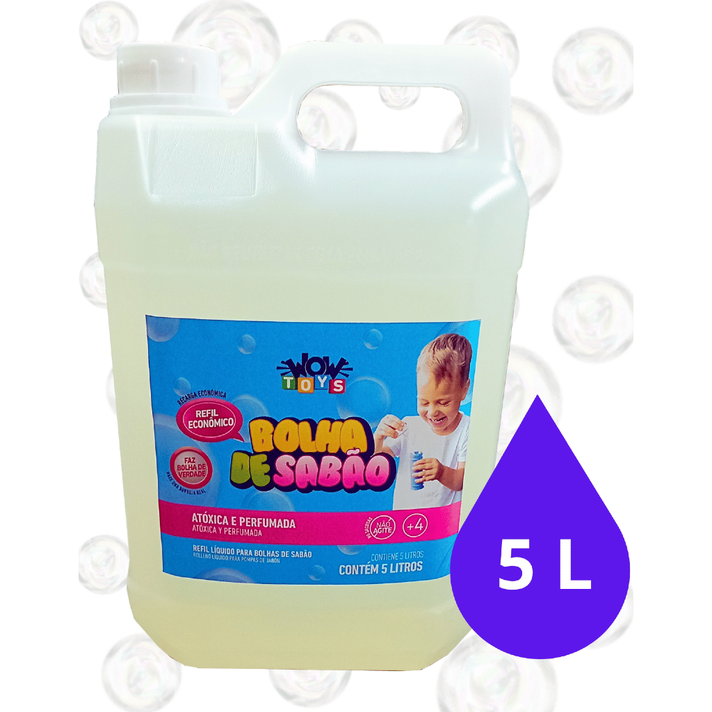 Refil bolha de sabão bubble 5 Litros  para maquina e brinquedo Wowtoys bolinha de sabão atóxico