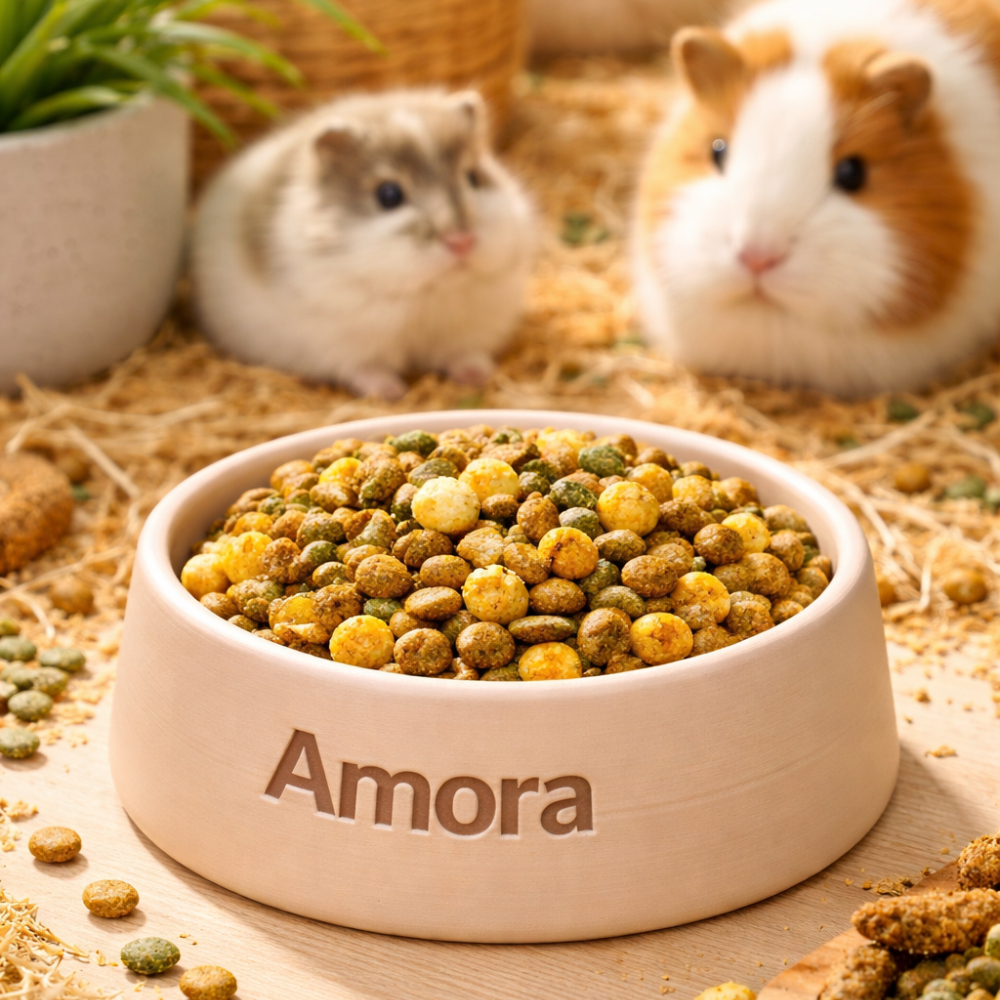 Comedouro Personalizado com Nome para Roedores – Porquinho‑da‑Índia, Hamster e coelhos