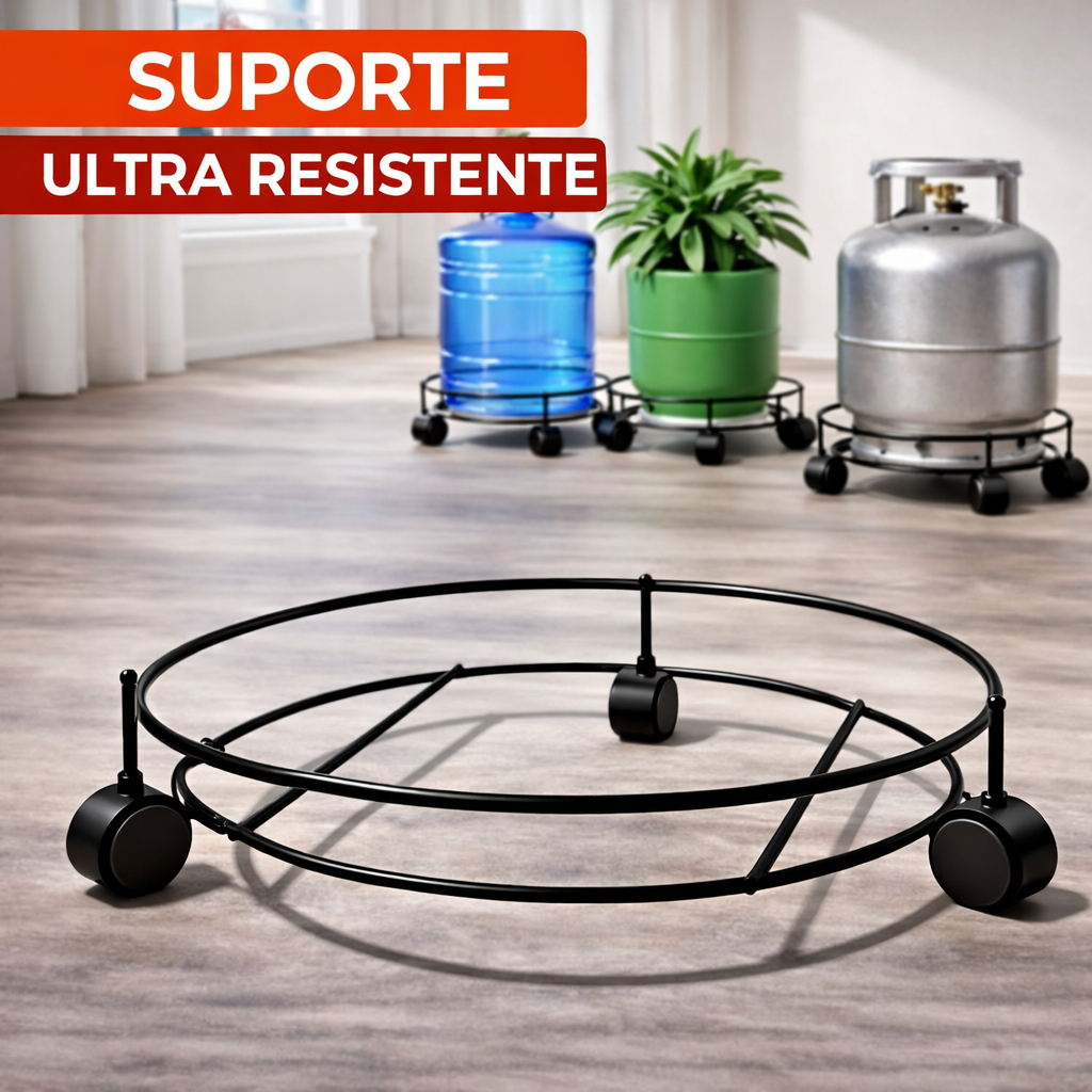 Suporte Botijão de Gás com rodinhas reforçado de ferro Bujão Carrinho Vasos Plantas Galão de agua Aço