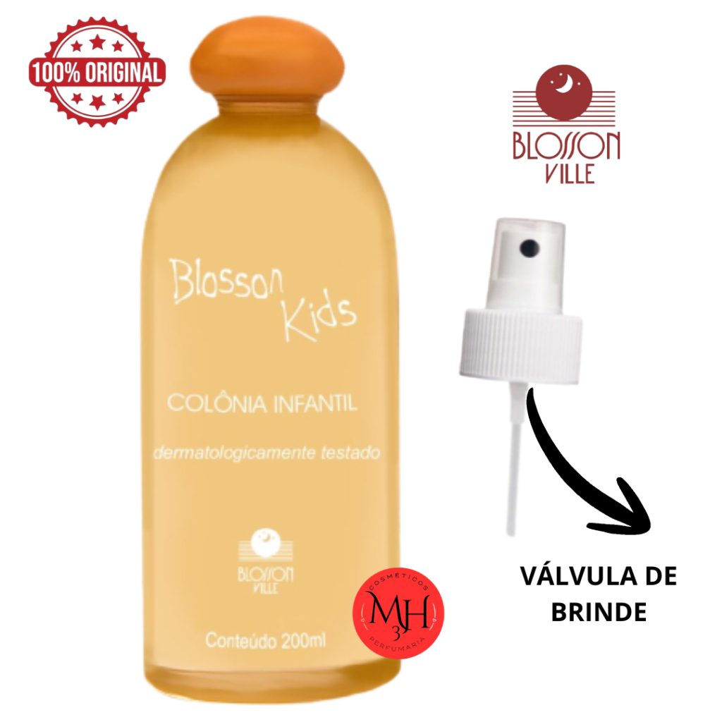 Colônia Infantil ORIGINAL Blosson kids 200 ml (Blosson Ville) a Laranjinha + Válvula