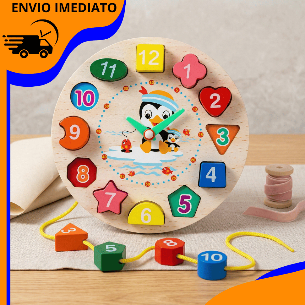 Relógio de Brinquedo Educativo Para Desenvolvimento Infantil Bebê Encaixar Peças Geométricas