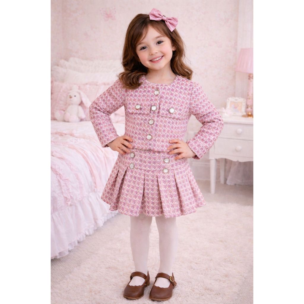 Conjunto Infantil  Tweed Short Saia Inverno 2 ao 10 anos